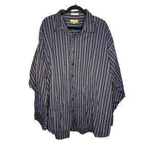 Koman Sports Shirt Size 3XL Big Men's Striped Button Down Long Sleeve Multicolor